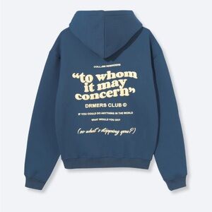 Drmers Club "TO WHOM IT MAY CONCERN" 2.0 ZIP-UP HOODIE - NAVY BLUE